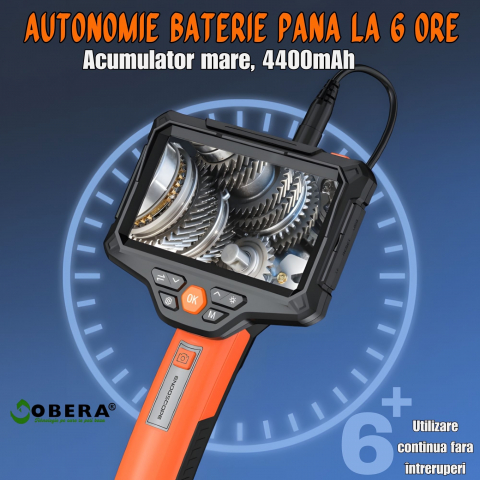 Endoscop industrial profesional goBERA®, Dual Lens, ecran 5" IPS HD 1920P, 2MP, 8+1 LED, IP67 waterproof, baterie 4400mAh, card SD 32GB, compact, portabil, pentru inspecții auto, HVAC și industriale [4]