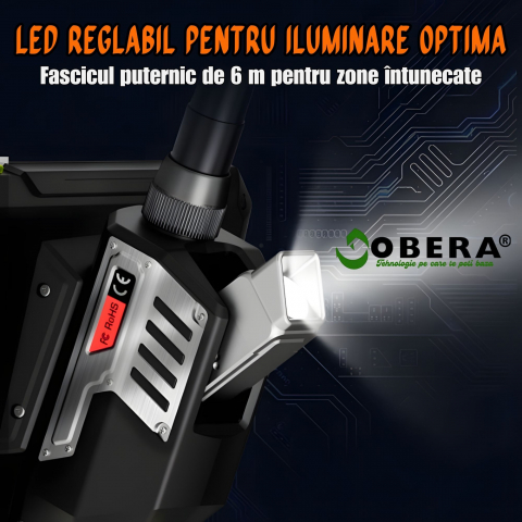Endoscop industrial profesional goBERA®, Dual Lens, ecran 5" IPS HD 1920P, 2MP, 8+1 LED, IP67 waterproof, baterie 4400mAh, card SD 32GB, compact, portabil, pentru inspecții auto, HVAC și industriale [7]