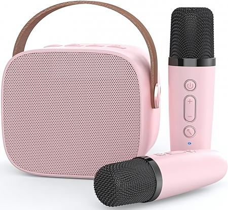 Boxe Karaoke - Microfon Karaoke Smart copii si adulti, goBERA®, Wireless, Difuzor portabil Bluetooth, Efecte vocale, Potrivit pentru petreceri si sarbatori,2 Mic incluse, TF card, Bluetooth, Player MP3, Aux, Culoare