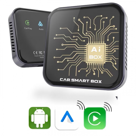 Smart Auto & Conectivitate - Modul AI Box auto wireless Carplay si Android Auto goBERA® pentru masini cu CarPlay cu fir din fabrica, 2GB/32GB Android 10, Suport Netflix si YouTube, Play Store, Card TF, Plug and Play