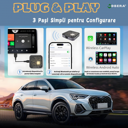 Modul AI Box auto wireless Carplay si Android Auto goBERA® pentru masini cu CarPlay cu fir din fabrica, 2GB/32GB Android 10, Suport Netflix si YouTube, Play Store, Card TF, Plug and Play [7]