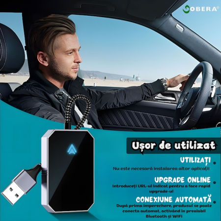 Modul Android Auto Wireless goBERA®, Pentru masini cu Android Auto de fabrica prin cablu, Adaptor Android Auto, WiFi 5Ghz, Bluetooth 5.3, Procesor AI, Compatibil cu Android 11+, Conectare Automata [4]