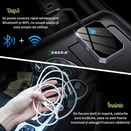 Modul Android Auto Wireless goBERA®, Pentru masini cu Android Auto de fabrica prin cablu, Adaptor Android Auto, WiFi 5Ghz, Bluetooth 5.3, Procesor AI, Compatibil cu Android 11+, Conectare Automata [3]