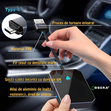 Modul Android Auto Wireless goBERA®, Pentru masini cu Android Auto de fabrica prin cablu, Adaptor Android Auto, WiFi 5Ghz, Bluetooth 5.3, Procesor AI, Compatibil cu Android 11+, Conectare Automata [6]
