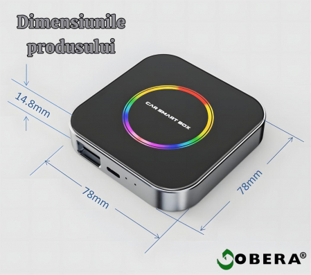 Modul auto AI Box Android 13 goBERA®, Wireless CarPlay&Android Auto, 8GB RAM+128GB, Procesor Octa-Core, Conectivitate 4G, GPS, Split screen, Mirrorlink, Streaming YouTube, Netflix si Aplicatii Google [8]