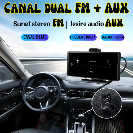Navigatie auto universala 10.26" goBERA®, Portabila, Apple Carplay si Android Auto wireless, Camera dubla, 4K/1080 Reglabile, Ecran IPS HD full-touch, BT, FM, Split-screen, Card microSD 64GB, Cablu AU [5]