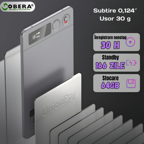 Recorder AI goBERA® – Reportofon Digital Inteligent, 64GB Memorie, Transcriere Automata, Rezumat AI, Reducere Zgomot, Microfoane Duale, 30h Inregistrare, Standby 166 Zile, Portabil 30g,Cloud Securizat [3]