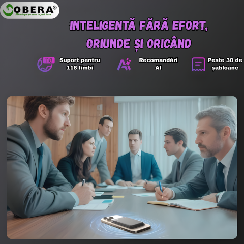 Recorder AI goBERA® – Reportofon Digital Inteligent, 64GB Memorie, Transcriere Automata, Rezumat AI, Reducere Zgomot, Microfoane Duale, 30h Inregistrare, Standby 166 Zile, Portabil 30g,Cloud Securizat [4]