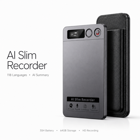 Productivitate & AI - Recorder AI goBERA® – Reportofon Digital Inteligent, 64GB, Transcriere & Rezumat AI, Microfoane Duale, 30h Înregistrare, Standby 166 Zile, Portabil, Cloud Securizat