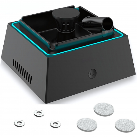 Gadgeturi și Soluții Tehnice pentru Casă - Scrumiera electrica goBERA® cu purificator de aer incorporat, Eliminarea mirosurilor neplacute, Capacitate de 4 tigarete, Acumulator incorporat, Incarcare Usb, Diametru 14 cm, Anti-miros