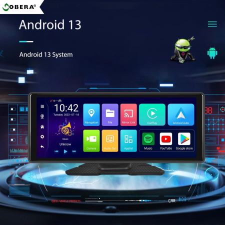 Sistem navigatie auto 10.26 inch goBERA®, Android 13, 8-Core, 4 GB RAM, 64 GB ROM, Carplay & Android auto, Bluetooth 5.1, Wi-Fi, Camera dubla, 1080P/1080P, Ecran IPS HD full-touch, GPS tracker, BT, FM [8]