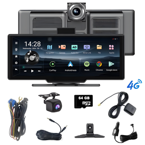 Smart Auto & Conectivitate - Sistem navigatie auto 10.26 inch goBERA®, Conexiune 4G, Android 13, ADAS, 8-Core, 4 GB RAM+64 GB ROM, Carplay & Android auto, Bluetooth 5.1, Wi-Fi, Camera dubla, 1080P/1080P, Ecran IPS HD full-touch,