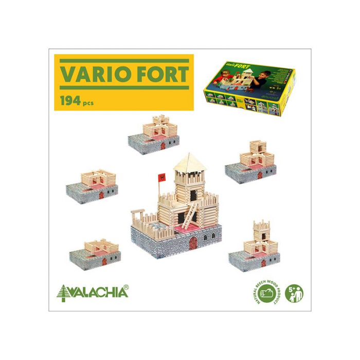 Set constructie arhitectura Vario Fort, 194 piese din lemn, Walachia [3]