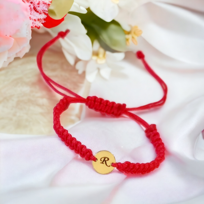 Bratara copii  snur si  banut personalizat , 7mm aur 14k [4]