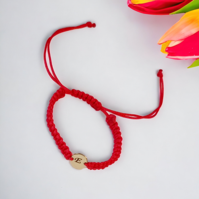 Bratara copii  snur si  banut personalizat , 7mm aur 14k [3]