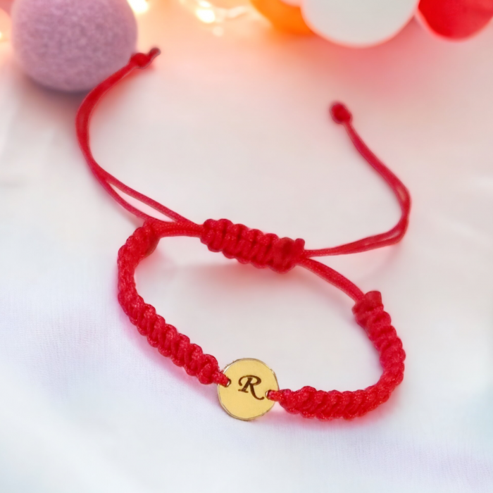 Bratara copii  snur si  banut personalizat , 7mm aur 14k [2]