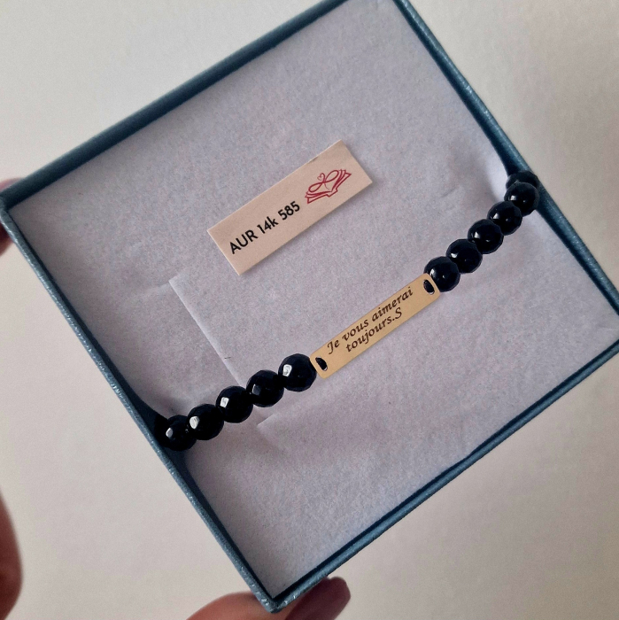 Bratara barbati cu  tablita aur personalizata si onix [19]