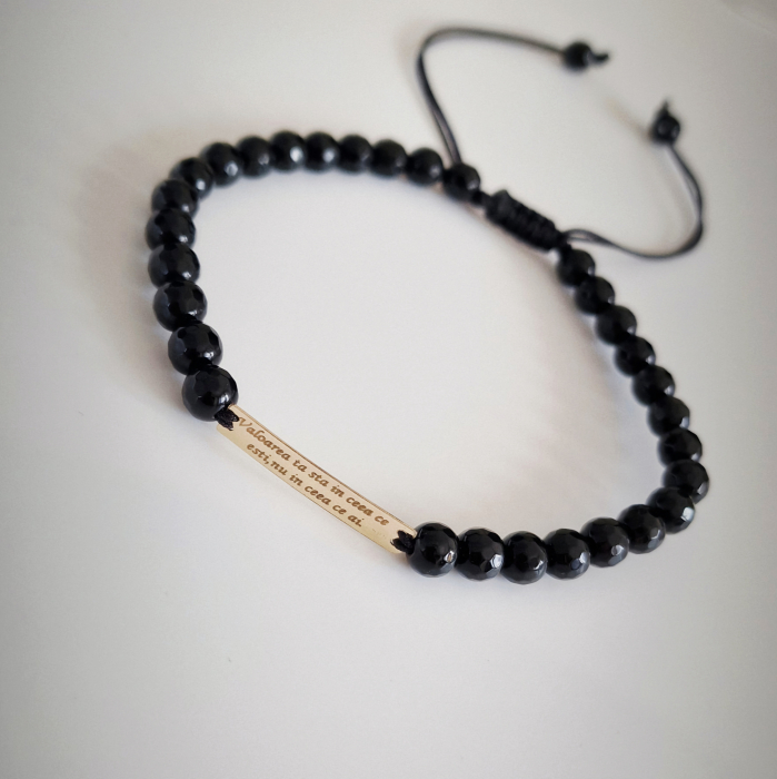 Bratara barbati cu  tablita aur personalizata si onix [10]