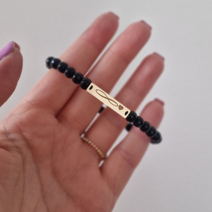 Bratara barbati cu  tablita aur personalizata si onix [16]