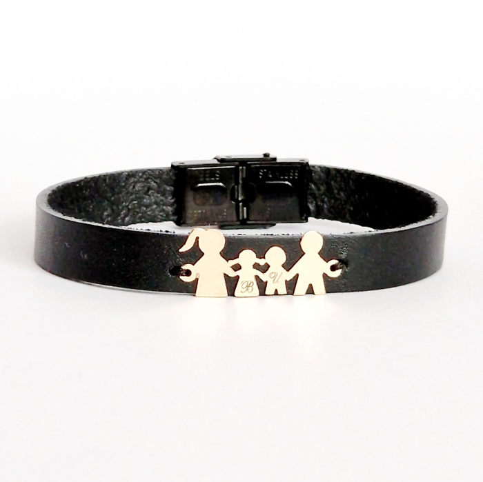Bratara barbati  personalizata piele membri familie aur 14 k [6]