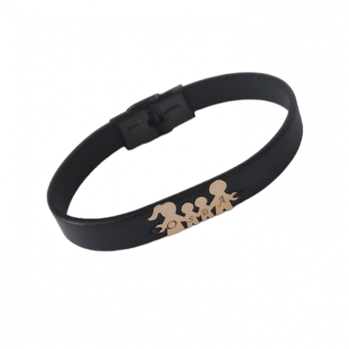 Bratara barbati  personalizata piele membri familie aur 14 k [2]
