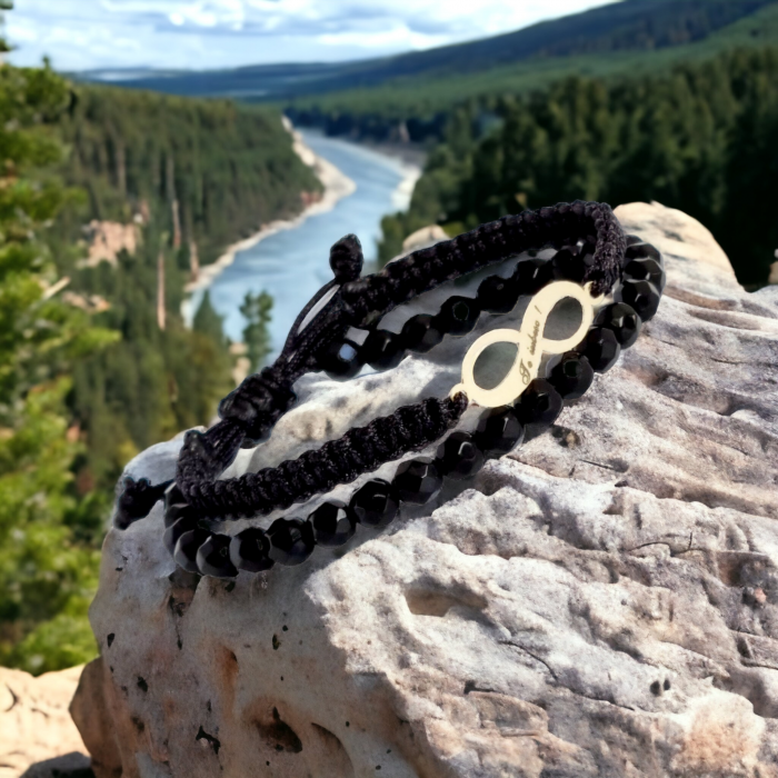 Bratara barbati personalizata ,snur .onix si infinit 18mm [2]