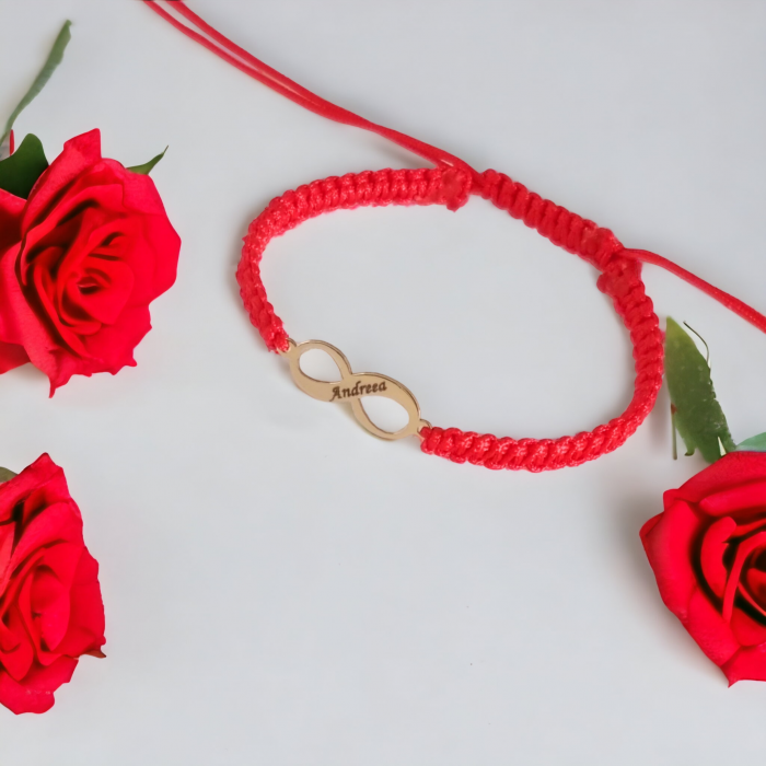 Bratara cu snur si infinit aur  18mm personalizat [6]