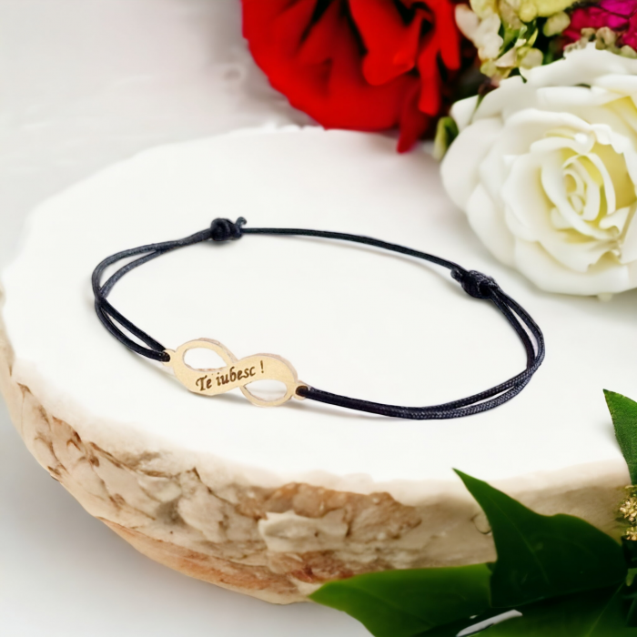 Bratara cu snur si infinit aur  18mm personalizat [3]