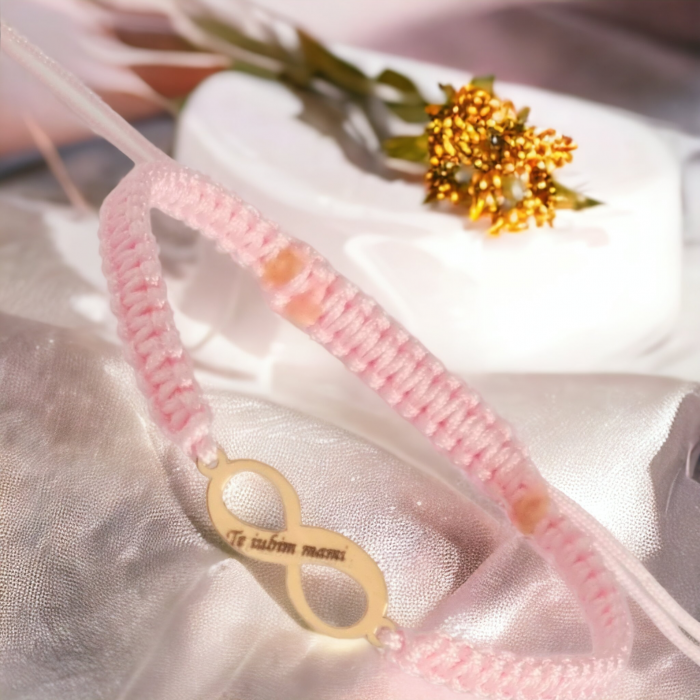 Bratara cu snur si infinit aur  18mm personalizat [5]