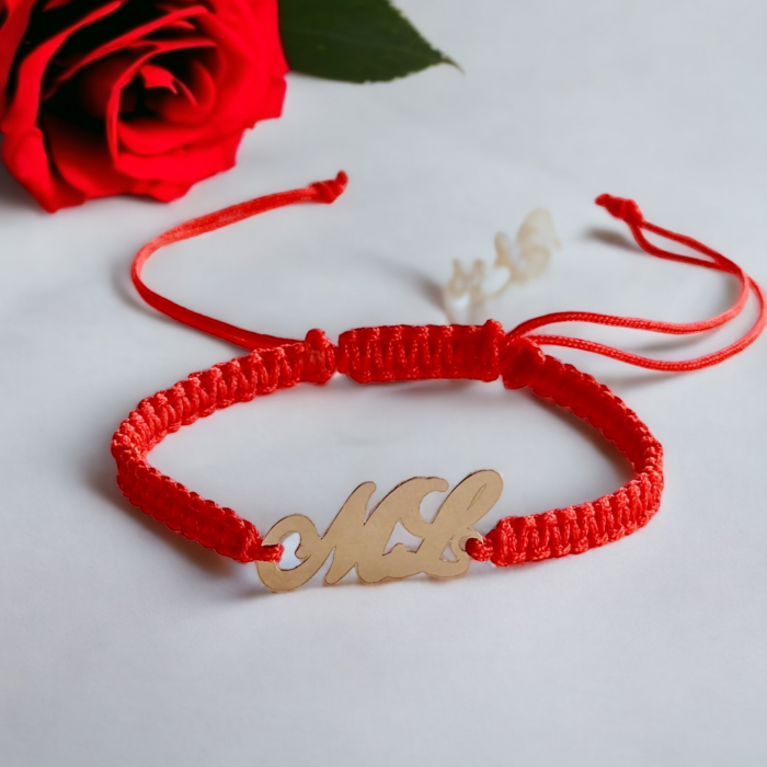 Bratara personalizata  dama cu snur si cu initiale aur 14 k [3]