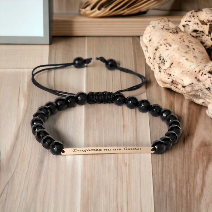Bratara barbati tablita   personalizata aur 14 k si onix [2]