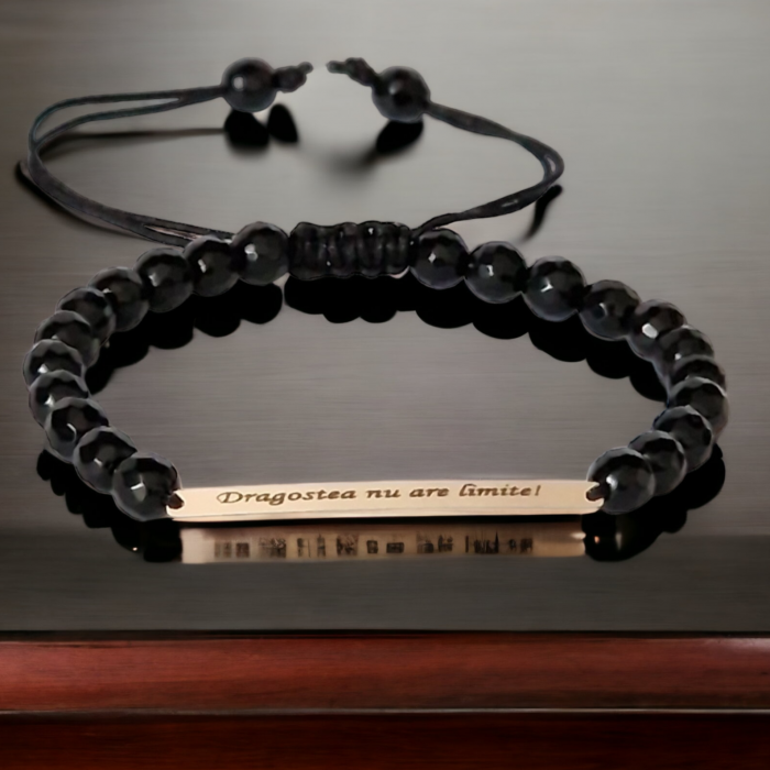 Bratara barbati tablita   personalizata aur 14 k si onix [3]