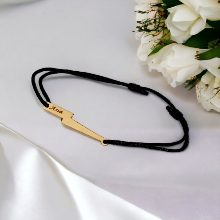 Bratara gravata cu snur dama ,fulger aur 14k [4]