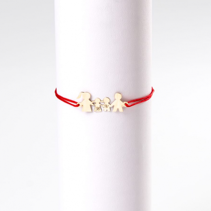 Bratara cu snur personalizata  familie aur 14 k,4 membri [3]