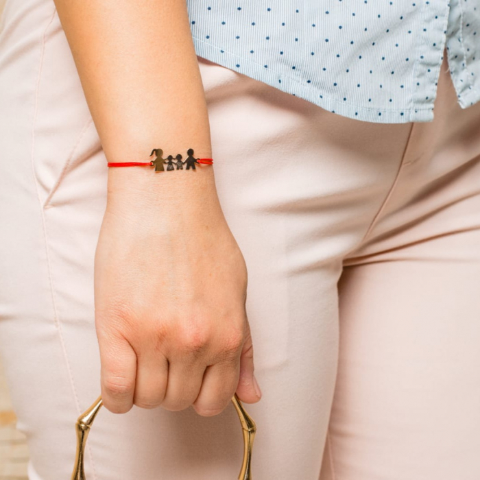Bratara cu snur personalizata  familie aur 14 k,4 membri [4]