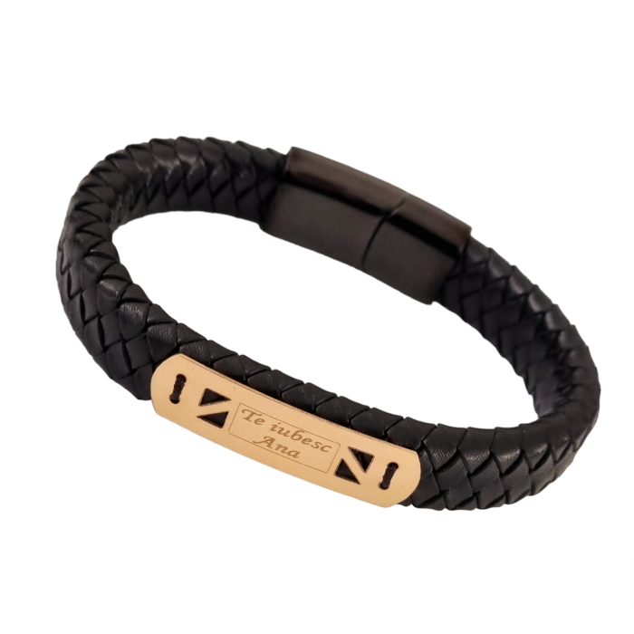 Bratara barbateasca  cu tablita  aur 14k personalizata [6]