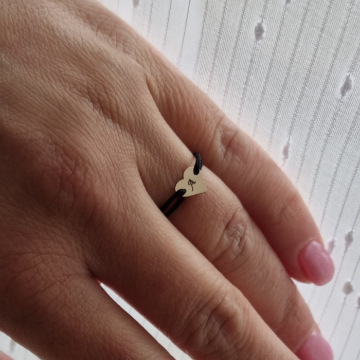 Inel cu snur si inima 7mm,aur 14k [3]