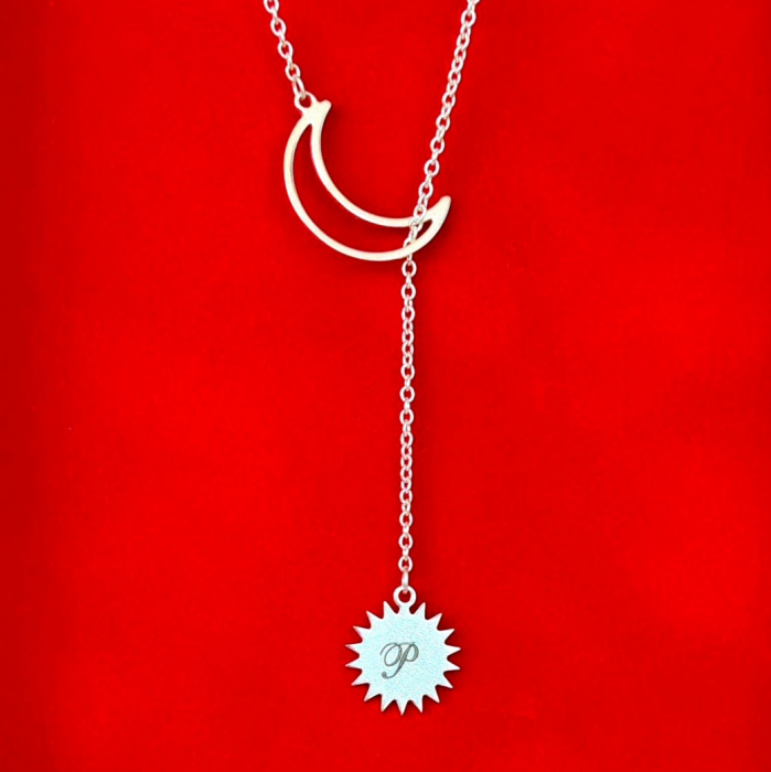 Lantisor argint personalizat ,luna si soare [4]