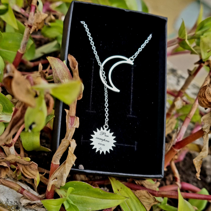 Lantisor argint personalizat ,luna si soare [6]