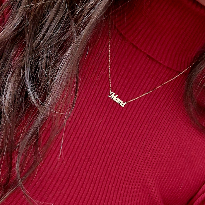 Lantisor cu pandantiv mama,aur 14k [4]