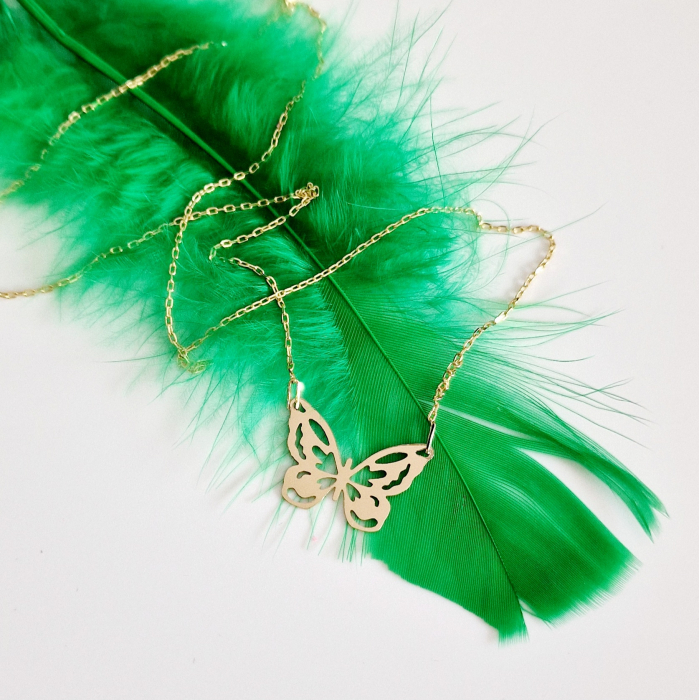 Lantisor aur dama  cu pandantiv fluture, aur 14k [3]