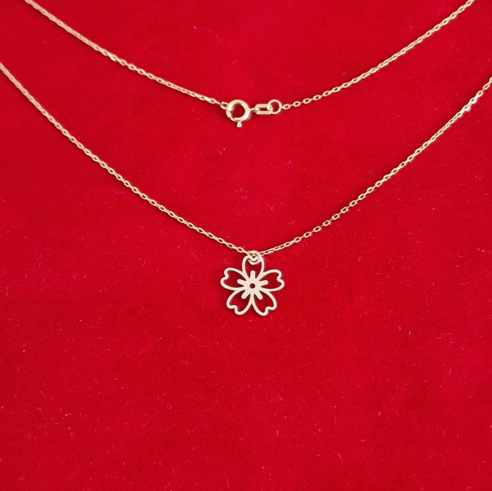 Lantisor dama cu pandantiv floare aur 14 k [5]