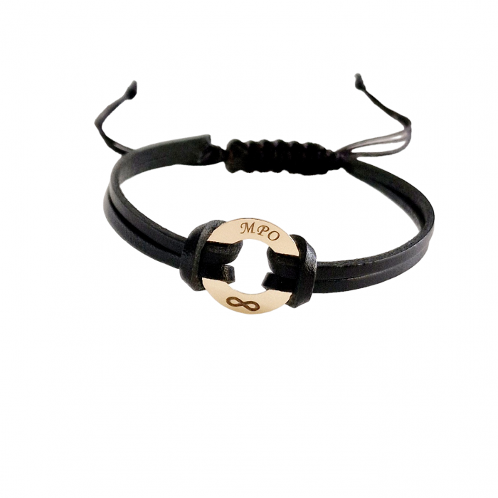 Set bratari cuplu ,disc aur 14k ,piele [4]