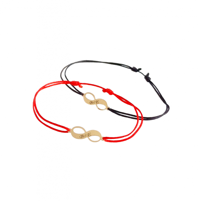 Bratari cuplu  aur, snur reglabil si infinit 18mm [4]