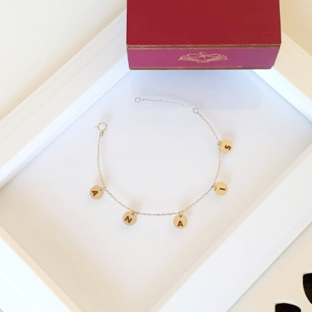 Brățări aur 14k - Bratara aur  personalizata,5 banuti 7mm
