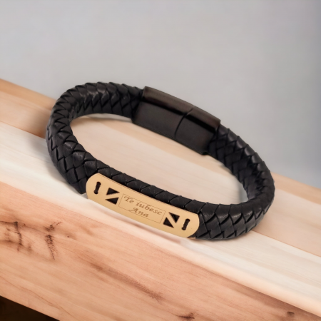 Bratara barbateasca  cu tablita  aur 14k personalizata [2]