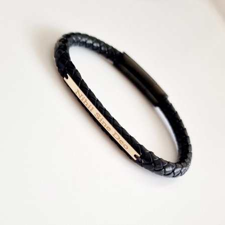 Bratara barbateasca ,tablita aur 14 k si piele [3]