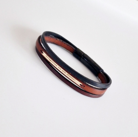 Bratara  barbateasca tablita aur 14k si piele tripa [1]