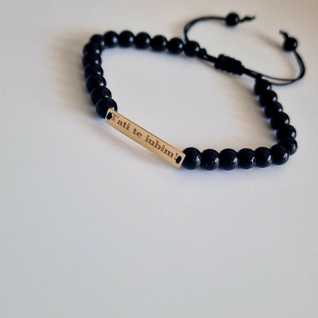 Bratara barbati cu  tablita aur personalizata si onix [13]