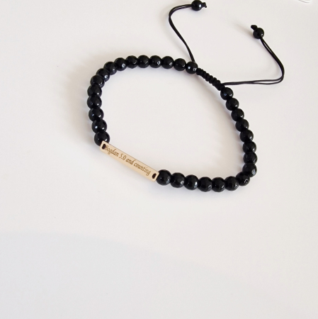 Bratara barbati cu  tablita aur personalizata si onix [10]